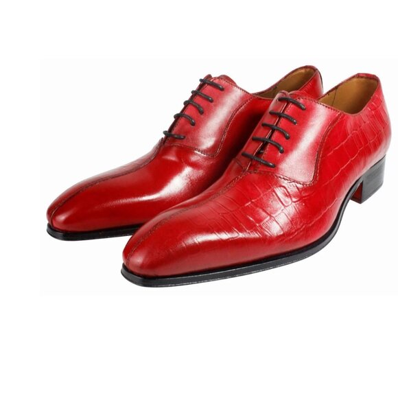 Kay Crocodile Printed Red Half Calfskin Oxford main image 6
